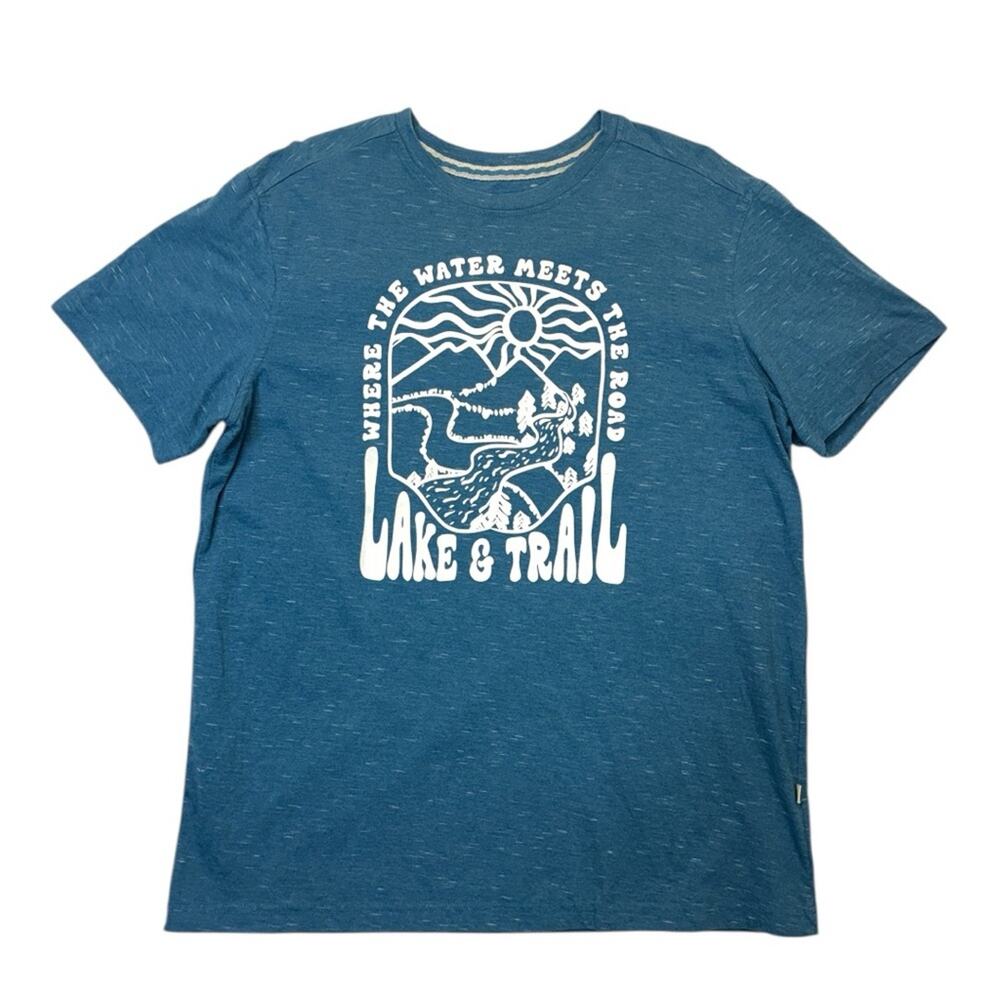 Lake & Trail Graphic T-shirt Men’s Size XL heather blue white printed y2k tee